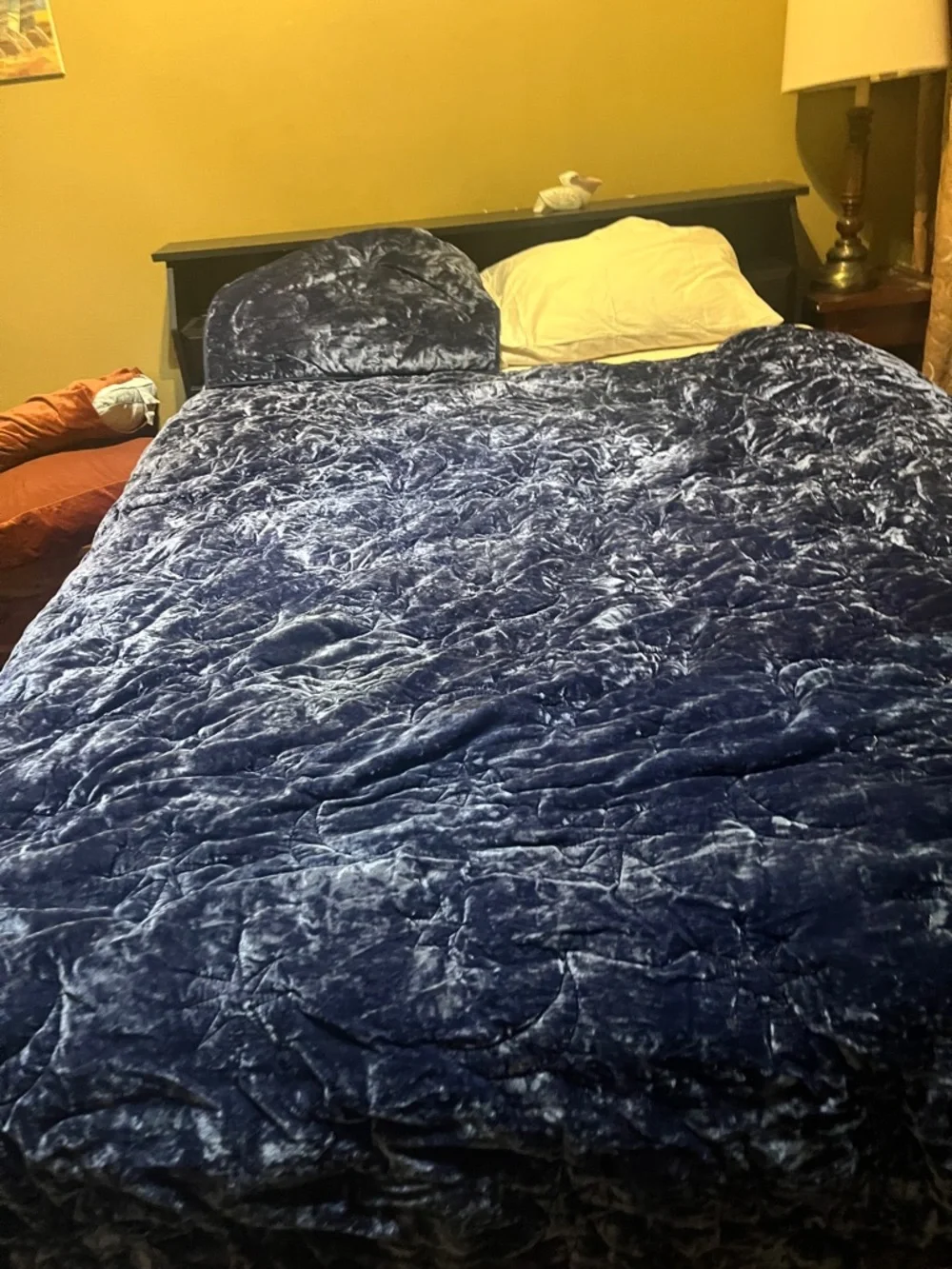 Pottery Barn Teen Plush Velvet Comforter in Deep Navy Blue - Picture 1 of 5